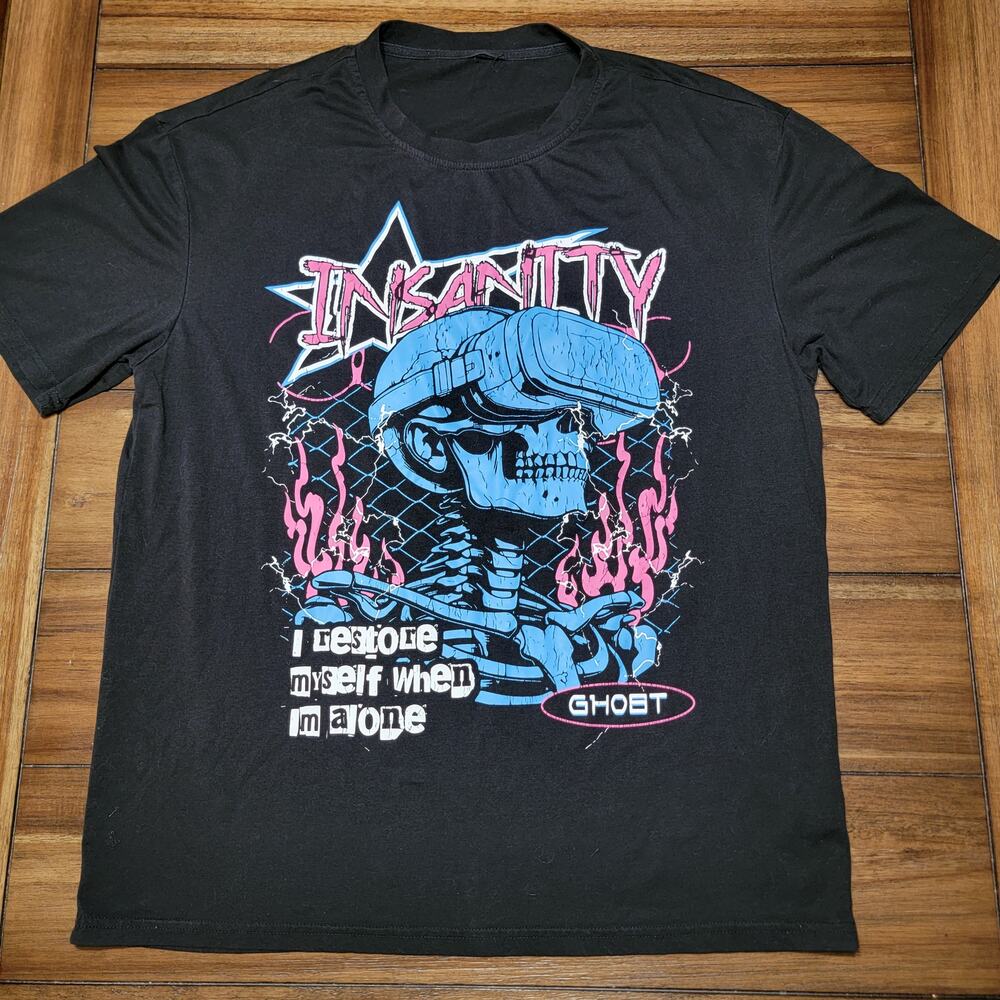 Insanity Black Unisex Tee (Shein) "I Restore Myself When I'm Alone" - Size Large